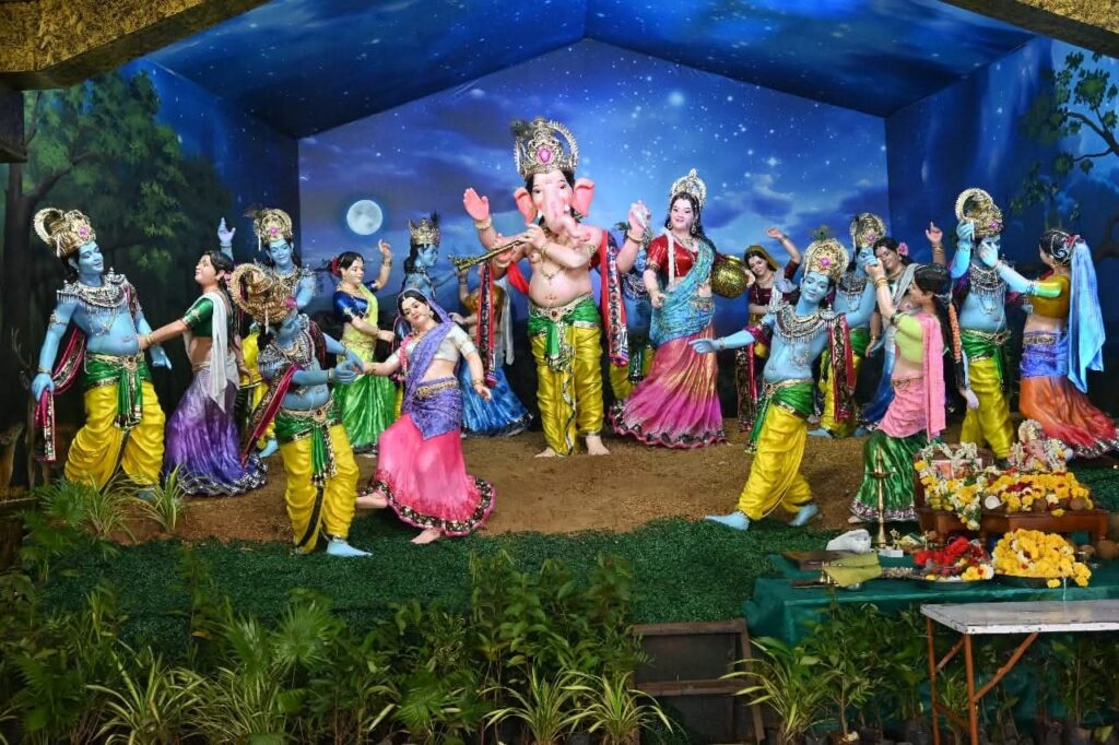 Ganesh Chaturthi in Goa – Heartwarming Festival Vibes in Canacona 2 “sanguem Ganesh Mandal decorated with eco-village theme”